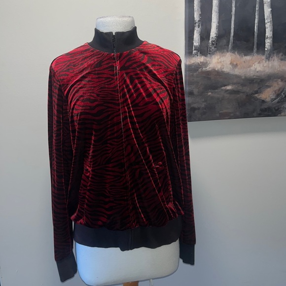 Susan Graver zebra zip up jacket - Picture 1 of 4